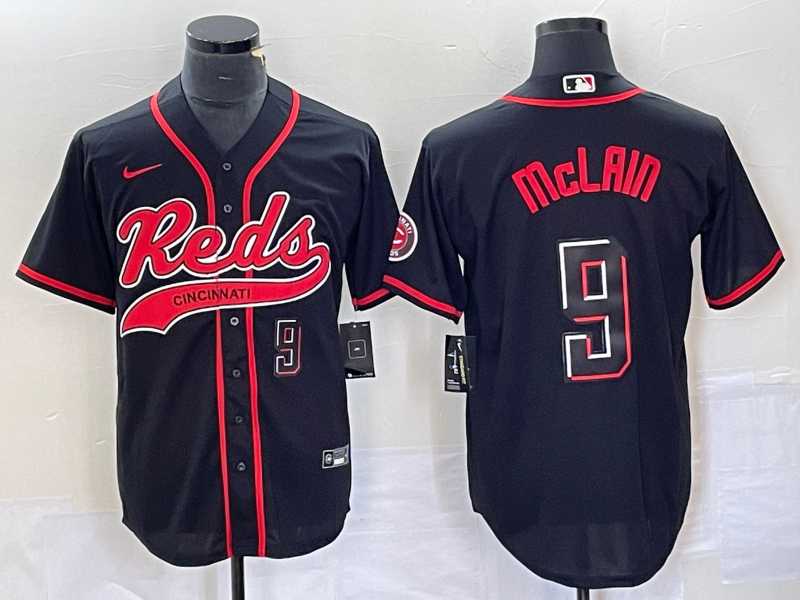 Mens Cincinnati Reds #9 Matt McLain Number Black 2023 City Connect Cool Base Stitched Jerseys
